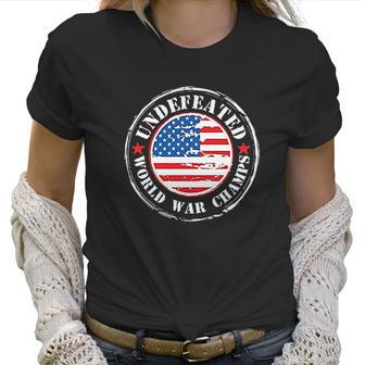 Undefeated World Champ Graphic Novelty Sarcastic Women T-Shirt | Favorety