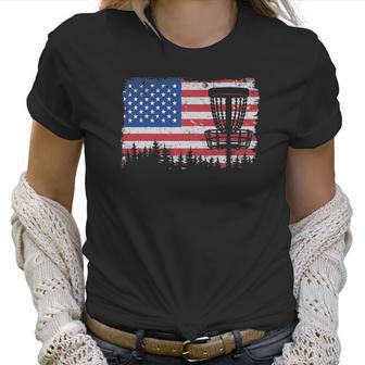 Us American Flag Disc Golf Basket Frisbee Vintage Disc Golf Women T-Shirt | Favorety CA