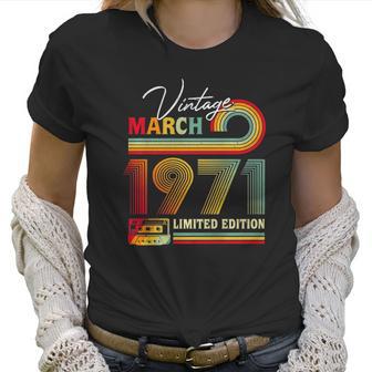 Vintage March 1971 50Th Birthday Gifts Cassette Tape Retro Women T-Shirt | Favorety UK