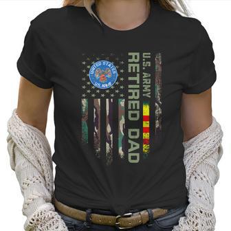 Vintage Usa Camo Flag Us Army Vietnam Veteran Retired Dad Gift Graphic Design Printed Casual Daily Basic Women T-Shirt | Favorety