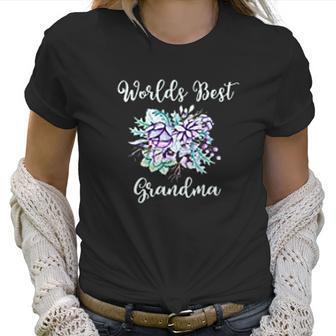 Worlds Best Grandma Gifts Purple Aqua Flower Women T-Shirt | Favorety CA