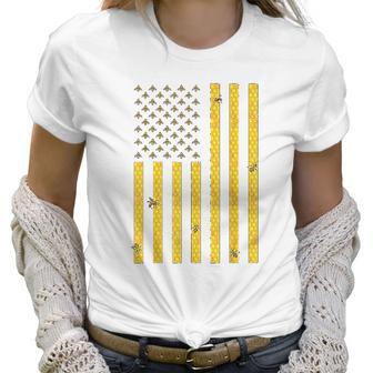 American Flag Honeycomb Honey Bee Women T-Shirt | Favorety AU