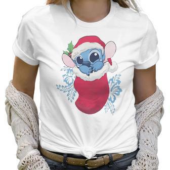 Baby Stitch In Christmas Stocking Women T-Shirt | Favorety CA