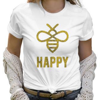 Bee Happy Funny Vintage Graphic Honey Bumblebee Women T-Shirt | Favorety DE