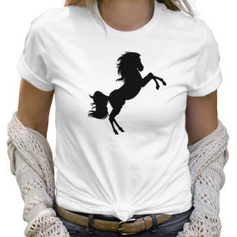 Black Stallion Horse Silhouette Riding Love Women T-Shirt | Favorety CA