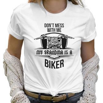 Brisco Brands Dont Mess With Me Grandma Is A Biker Newborn Baby Boy Girl Romper Women T-Shirt | Favorety CA