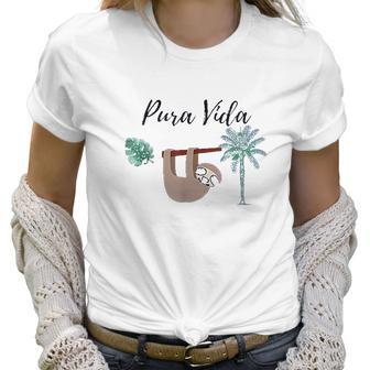 Costa Rica Pura Vida Sloth Palm Tree Women T-Shirt | Favorety UK