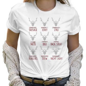 Deer Dasher Sausage Dancer Jerky Prancer Chili Tacos Christmas Shirt Women T-Shirt | Favorety AU