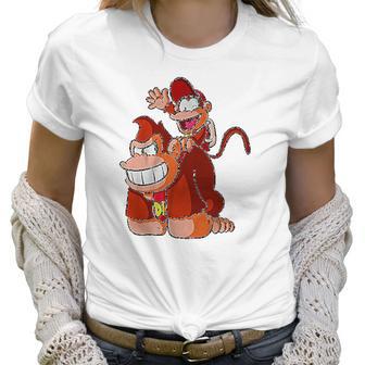 Donkey And Diddy Kong Piggy Back Ride Cute Gaming Women T-Shirt | Favorety UK