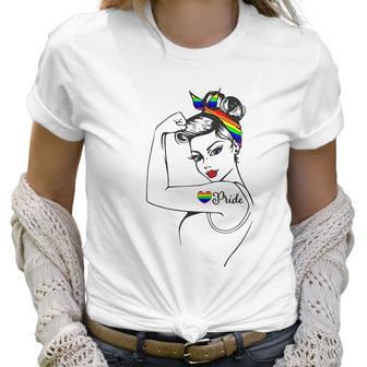 Lgbt Girl Power Pin Up Retro Art By Anne Cha Flag Gay Pride Women T-Shirt | Favorety