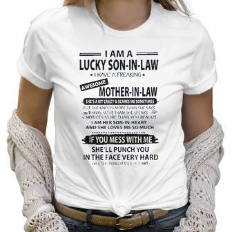 I Am A Lucky Son In Law I Have Fraking Awesome Mother In Law Women T-Shirt | Favorety DE