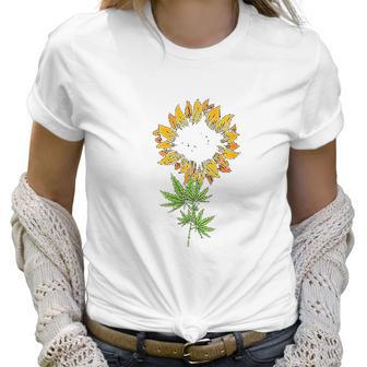 Marijuana Leaf Cannabis Sunflower Cool Stoner Gifts Women T-Shirt | Favorety