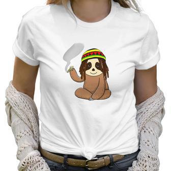 Marijuana Sloth Weed Smoker Jamaican Funny 420 Gifts Women T-Shirt | Favorety