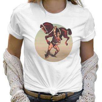 Muscle Man Lifting A Horse Kids Women T-Shirt | Favorety