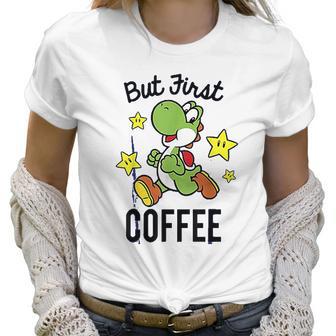 Nintendo Super Mario Yoshi Stars First Coffee Women T-Shirt | Favorety CA