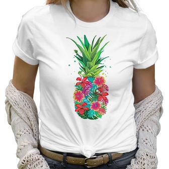 Pineapple Flowers Aloha Hawaii Vintage Hawaiian Women T-Shirt | Favorety DE