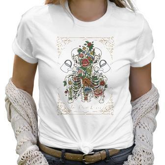 The Plant Lover Tarot Card Skeleton Skull Flowers Plants Women T-Shirt | Favorety AU