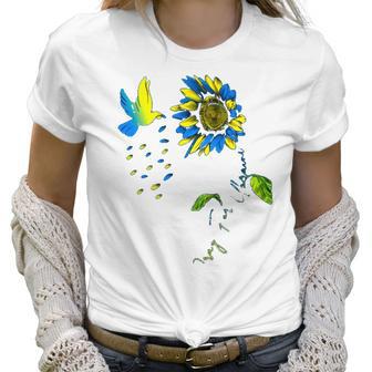 Pray For Ukraine Peace In Ukraine Dovesunflower Ukraine Graphic Design Printed Casual Daily Basic Women T-Shirt | Favorety DE