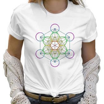 Rainbow Metatrons Cube Sacred Geometry Women T-Shirt | Favorety DE