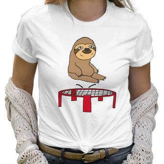 Smileteesanim Funny Sloth On Trampoline Women T-Shirt | Favorety