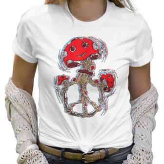 Trippy Magic Mushrooms Peace Sign 70S Women T-Shirt | Favorety CA