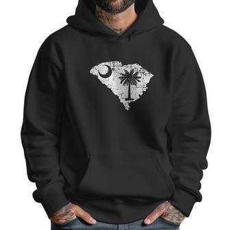 Distressed White South Carolina State Flag Outline Men Hoodie | Favorety