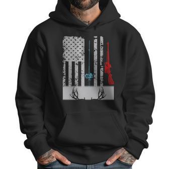 Fishing Rod Hunting Rifle American Flag T-Shirt Men Hoodie | Favorety