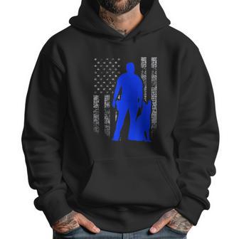 Male K9 Officer Blue Line Flag Men Hoodie | Favorety