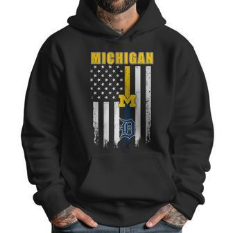 Official Michigan Michigan Wolverines Detroit Tigers American Flag Shirt Men Hoodie | Favorety