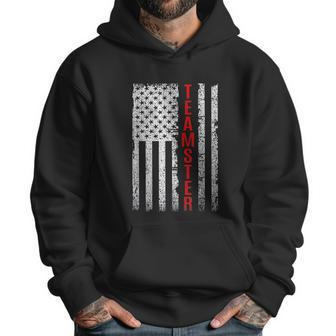 Teamster Proud American Flag Distressed Men Hoodie | Favorety