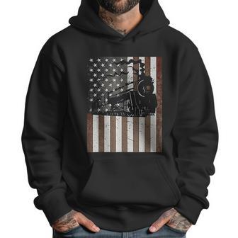 Train Locomotive Engine American Flag Model Builder Vintage Men Hoodie | Favorety AU