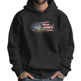 Uh1 Huey Helicopter American Flag Usa Pilot Vietnam Veteran Graphic Design Printed Casual Daily Basic Men Hoodie | Favorety DE