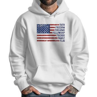 Faith Freedom Firearms Fellowship Friends Family Flag Men Hoodie | Favorety