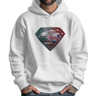 Official Philadelphia Eagles And Philadelphia Phillies Superman American Flag Layer Simpson Shirt Men Hoodie | Favorety