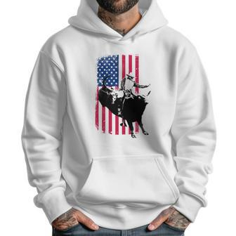 Rodeo Bull Rider Patriotic American Flag Men Hoodie | Favorety