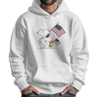 Snoopy And Woodstock Holding American Flag 4Th Of July Men Hoodie | Favorety UK