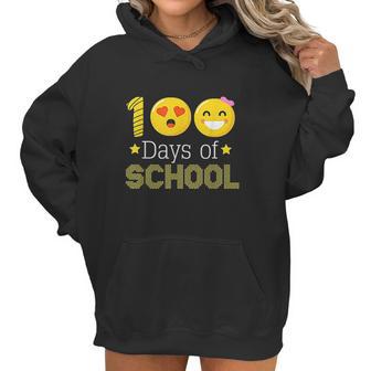 100Th Days Of School Kindergarten Teacher Emoji Women Hoodie | Favorety AU