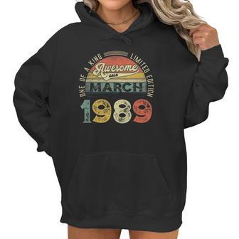 32Nd Birthday Decorations March 1989 Men Women 32 Years Old Women Hoodie | Favorety