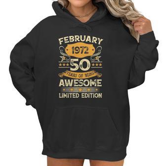 50 Years Old Gift Vintage February 1972 50Th Birthday Gift Women Hoodie | Favorety