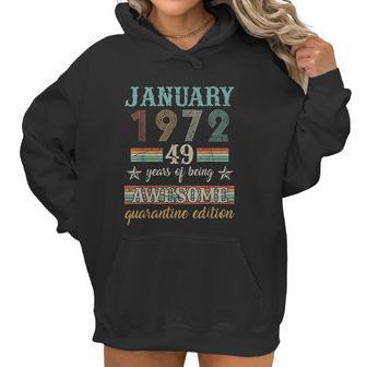 50Th Birthday Gift 50 Years Old Retro Vintage January 1972 Women Hoodie | Favorety UK