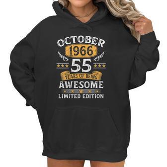 Womens 55 Years Old Birthday Vintage October 1966 Limited Edition V-Neck Women Hoodie | Favorety CA