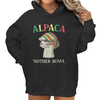 Alpaca Nother Bowl Weed Smoking Llama Cannabis Leaf Stoner Graphic Design Printed Casual Daily Basic Women Hoodie | Favorety AU