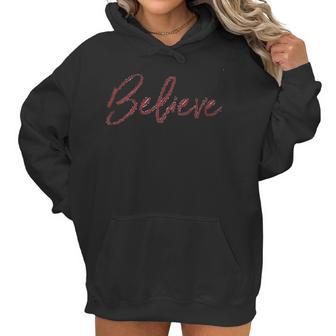 Apparel Kids Believe Christmas Red Raglan Women Hoodie | Favorety