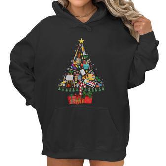 Art Xmas Tree Decor Art Teacher Ugly Artist Christmas Women Hoodie | Favorety AU