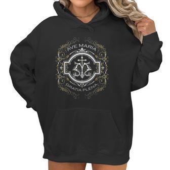 Ave Maria Schubert Latin Mass Blessed Mother Mary Hail Gift Women Hoodie | Favorety DE