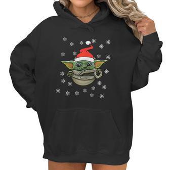 Baby Yoda Snow Merry Christmas The Mandalorian Shirt Women Hoodie | Favorety AU