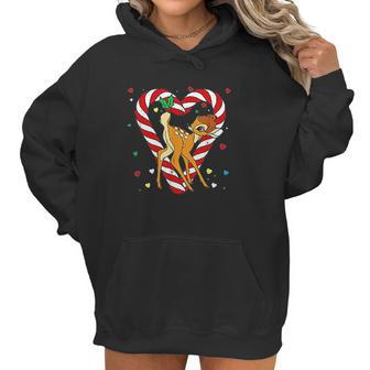 Bambi Candy Cane Christmas Women Hoodie | Favorety AU