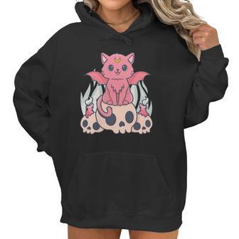 Bat Cat Kawaii Pastel Goth Cute Skulls Gift Cat Lover Men Women T-Shirt Graphic Print Casual Unisex Tee Women Hoodie | Favorety