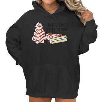 Womens Blood Type Little Debbie Inspired Christmas Tree Snack Cake Women Hoodie | Favorety CA