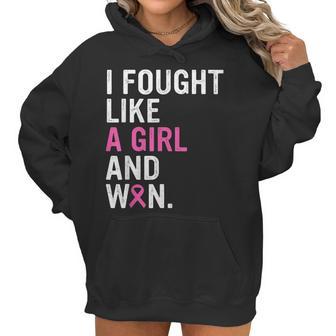 Breast Cancer Awareness I Fought Like A Girl And Won Women V3 Men Women T-Shirt Graphic Print Casual Unisex Tee Women Hoodie | Favorety